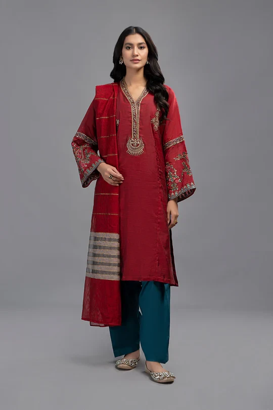 3 Piece Dyed Paper Cotton Suit