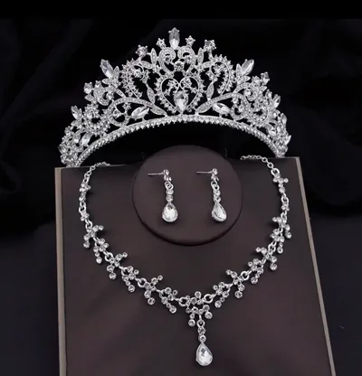 Luxury Silver Crystal Bridal Jewelry Set