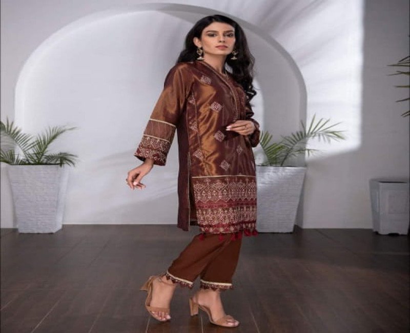 2 Piece - Embellished Silk Suit