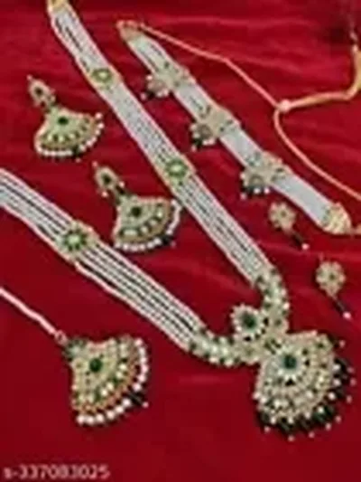 Indian Bollywood Gold Plated Kundan Long Bridal Necklace Earrings Jewelry Set