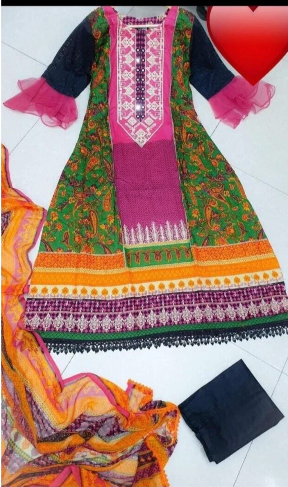 3 piece lawn Aline suit