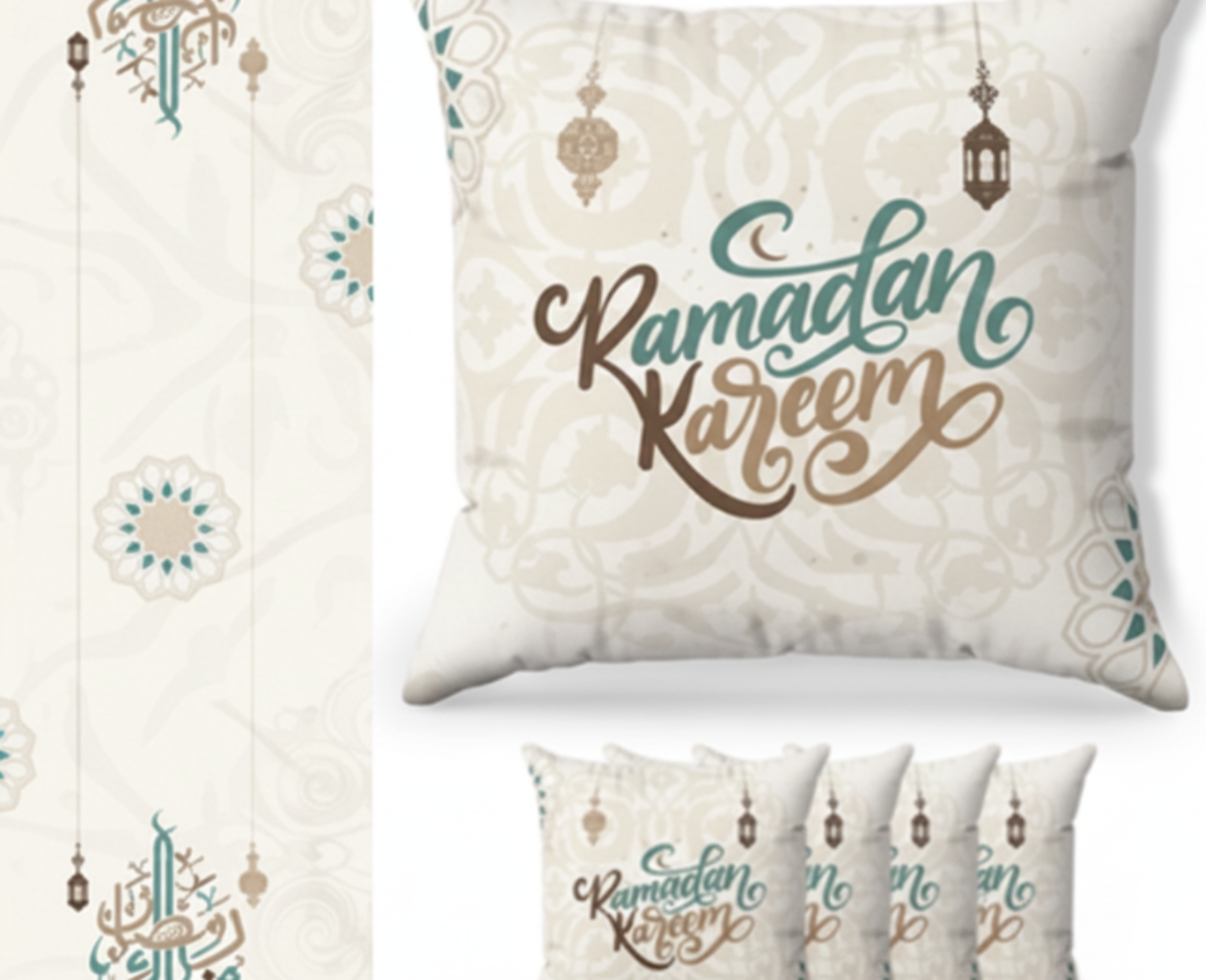 Premium Ramadan 2026 Decorations Set - Soft Velvet Table Runner (72x13") & 4-Pack Pillow Covers (18x18") - Luxury Islamic Home Decor & Eid Gift Set