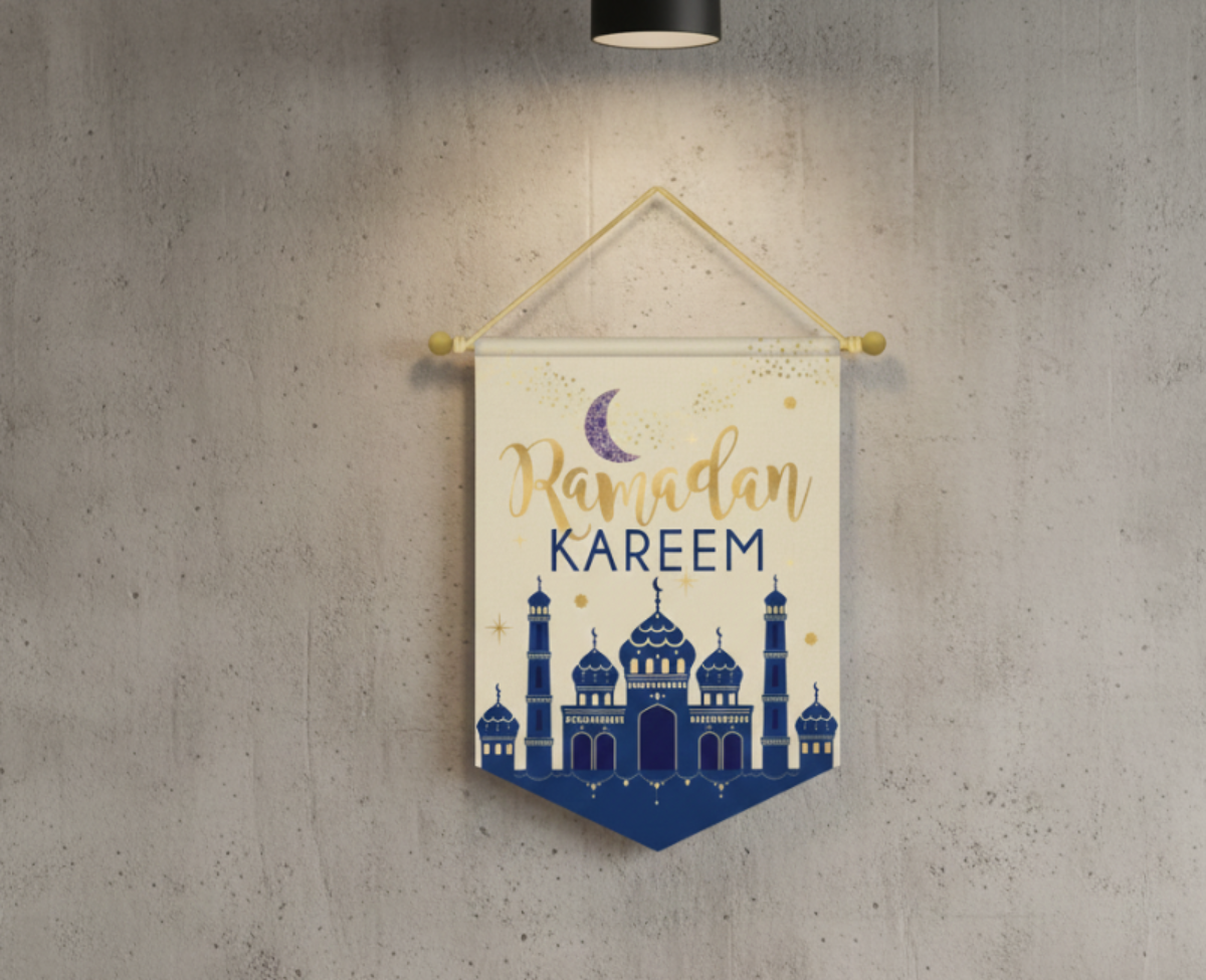 Ramadan Kareem Banner - Premium Islamic Wall Decor & Eid Door Ornament for Home, Party Decorations & Gifting