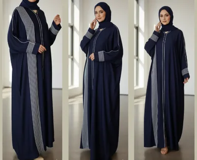 Luxury Navy Blue Nida Abaya