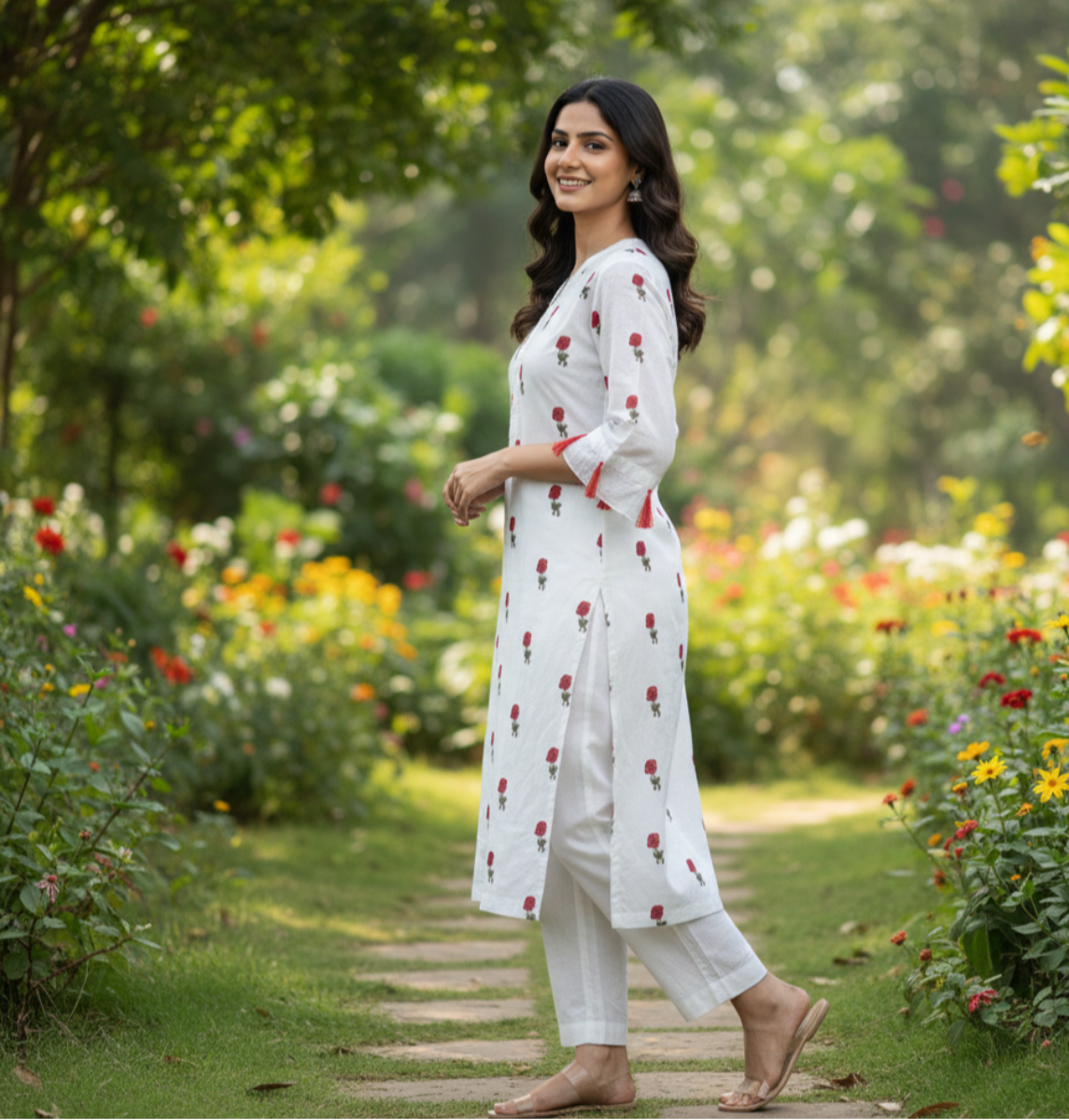 Pure White Rose-Bloom Embroidered 2-Piece Lawn Set | Breathable Summer Fusion Wear