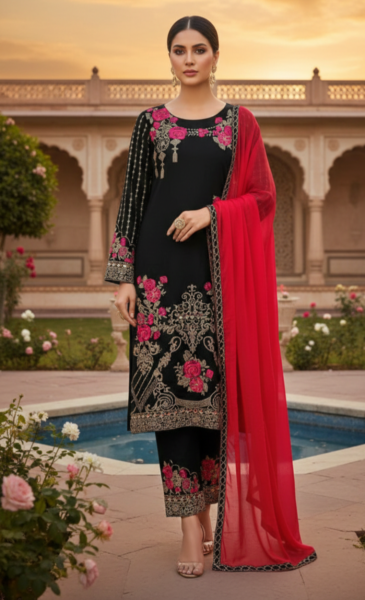 Midnight Rose Royal Cotton Suit