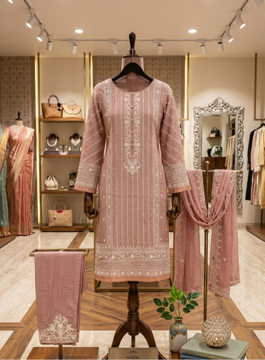 Dusty Rose Embroidered Elegance Suit