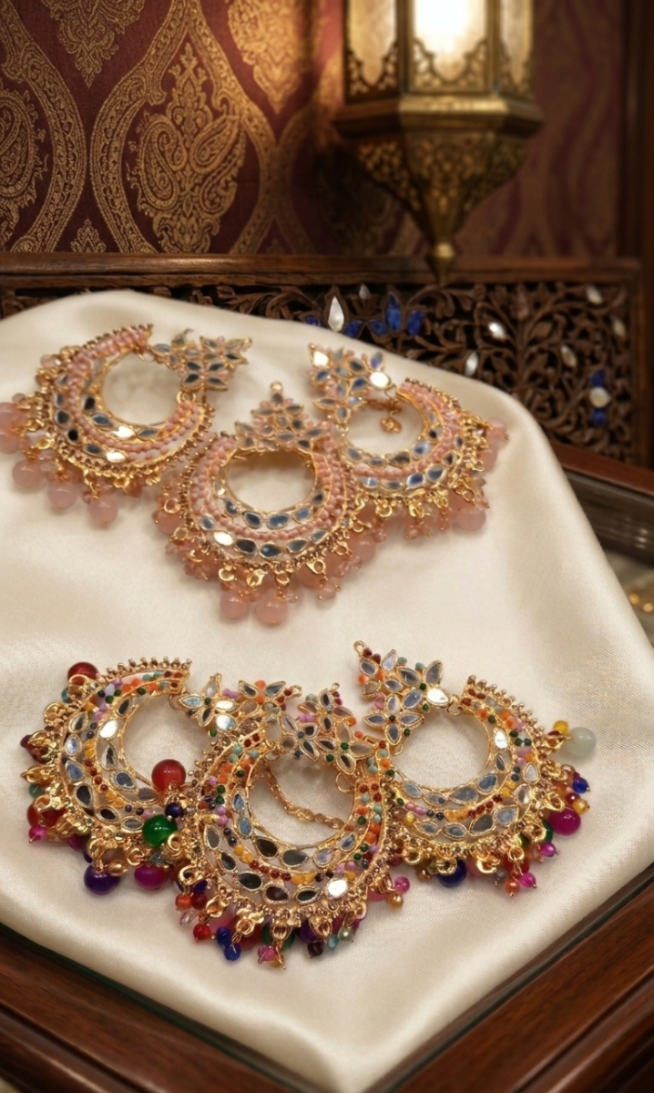 Royal Chandbali 3-Piece Set – Mirror Work Elegance