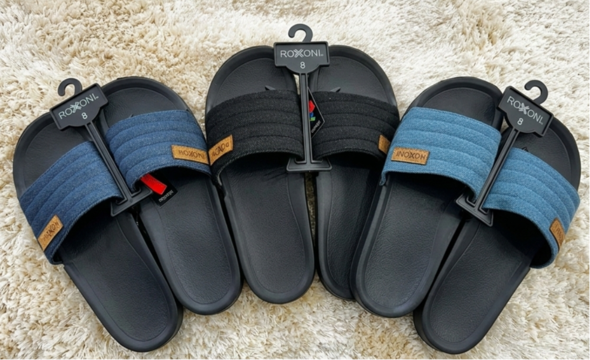 Roxoni Men's Denim Slides: Rugged Style