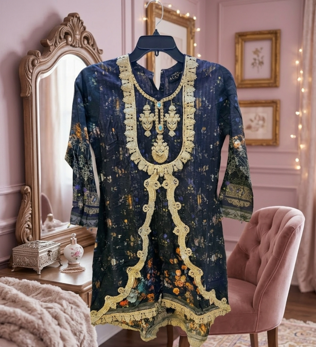 Royal Navy Floral Lawn 2-Pc – Girls' Size 36