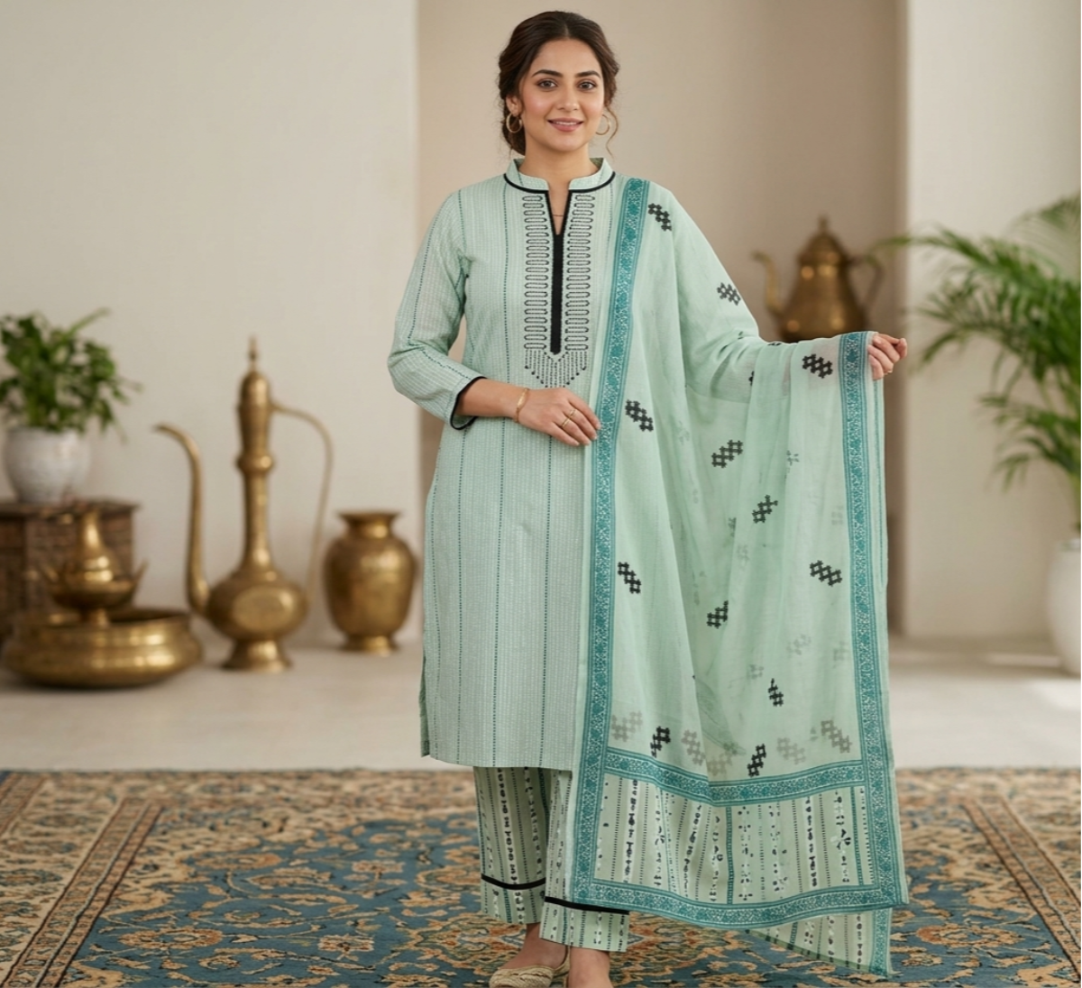Mint Luxe Embroidered 3pc Set