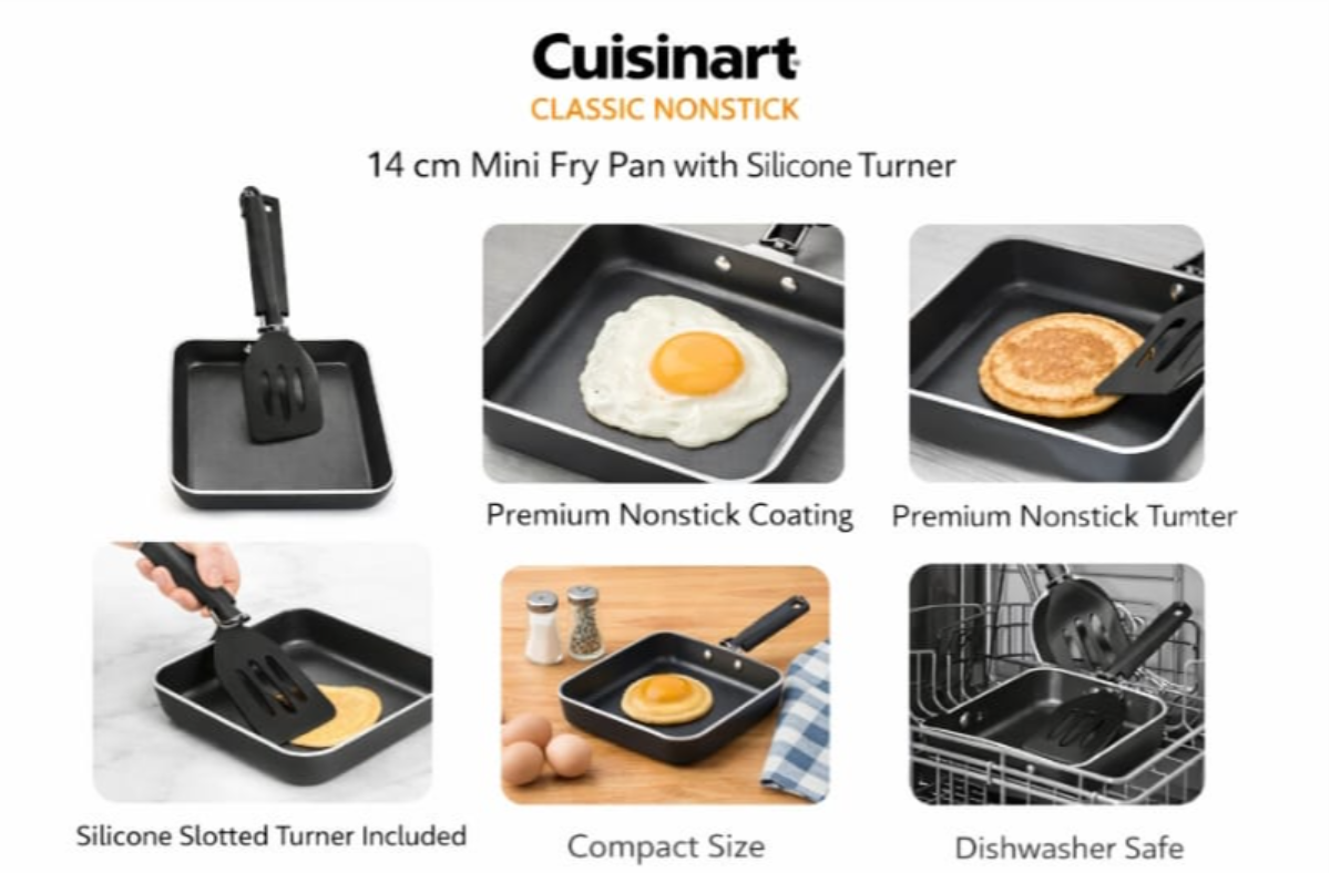 Cuisinart Classic Nonstick 14cm Mini Fry Pan with Silicone Turner