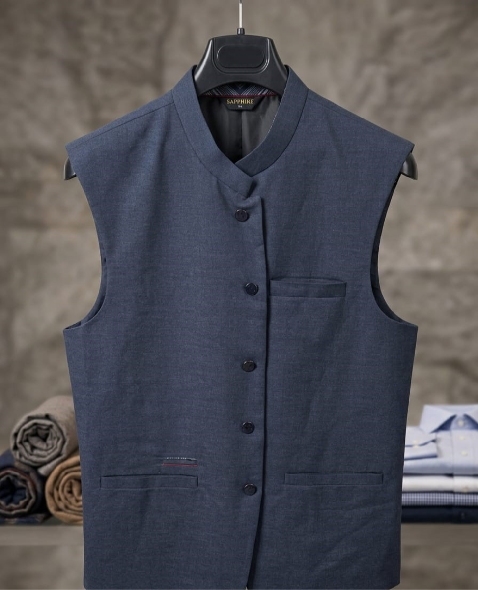 Navy Textured Essential Waistcoat – The Perfect Formal Layer