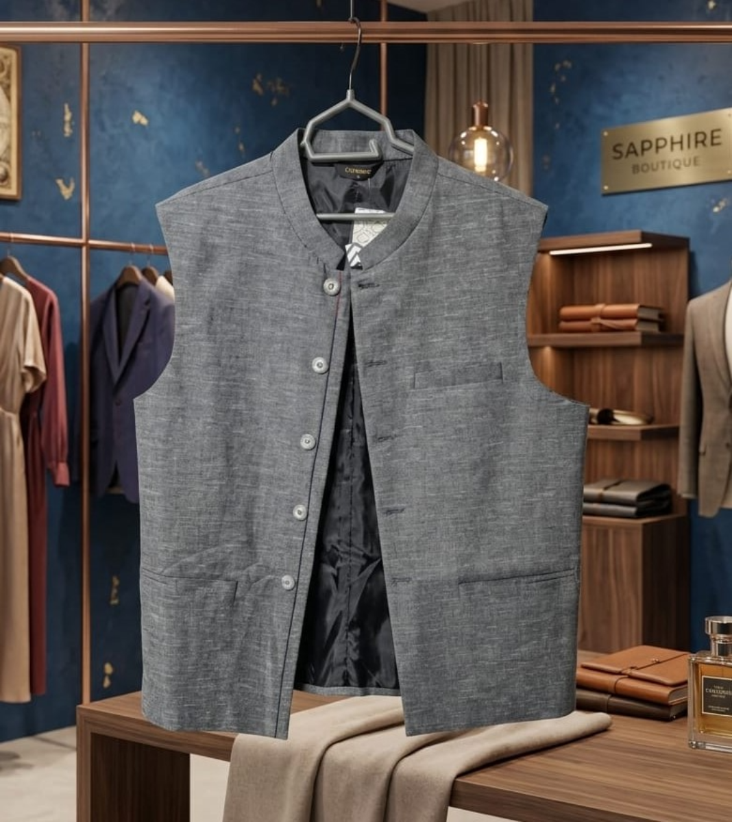 Slate Grey Textured Waistcoat – The Ultimate Sophisticated Layer