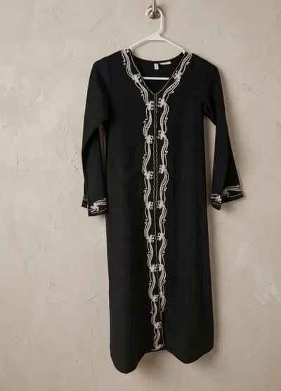 Girls Black Long Sleeve Embroidered Abaya | Modest Kids Occasion Wear