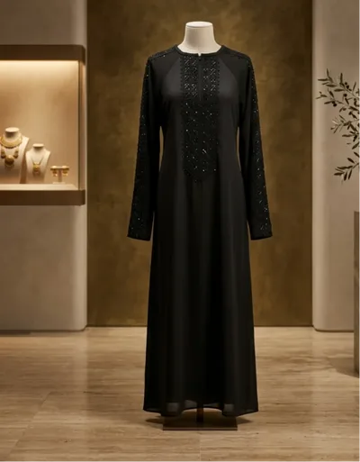 Midnight Noir Embroidered Thobe | Premium Occasion Wear