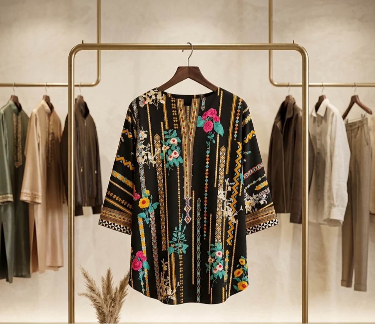 Premium Winter Khaddar Kurta | Designer Floral Print | XXS