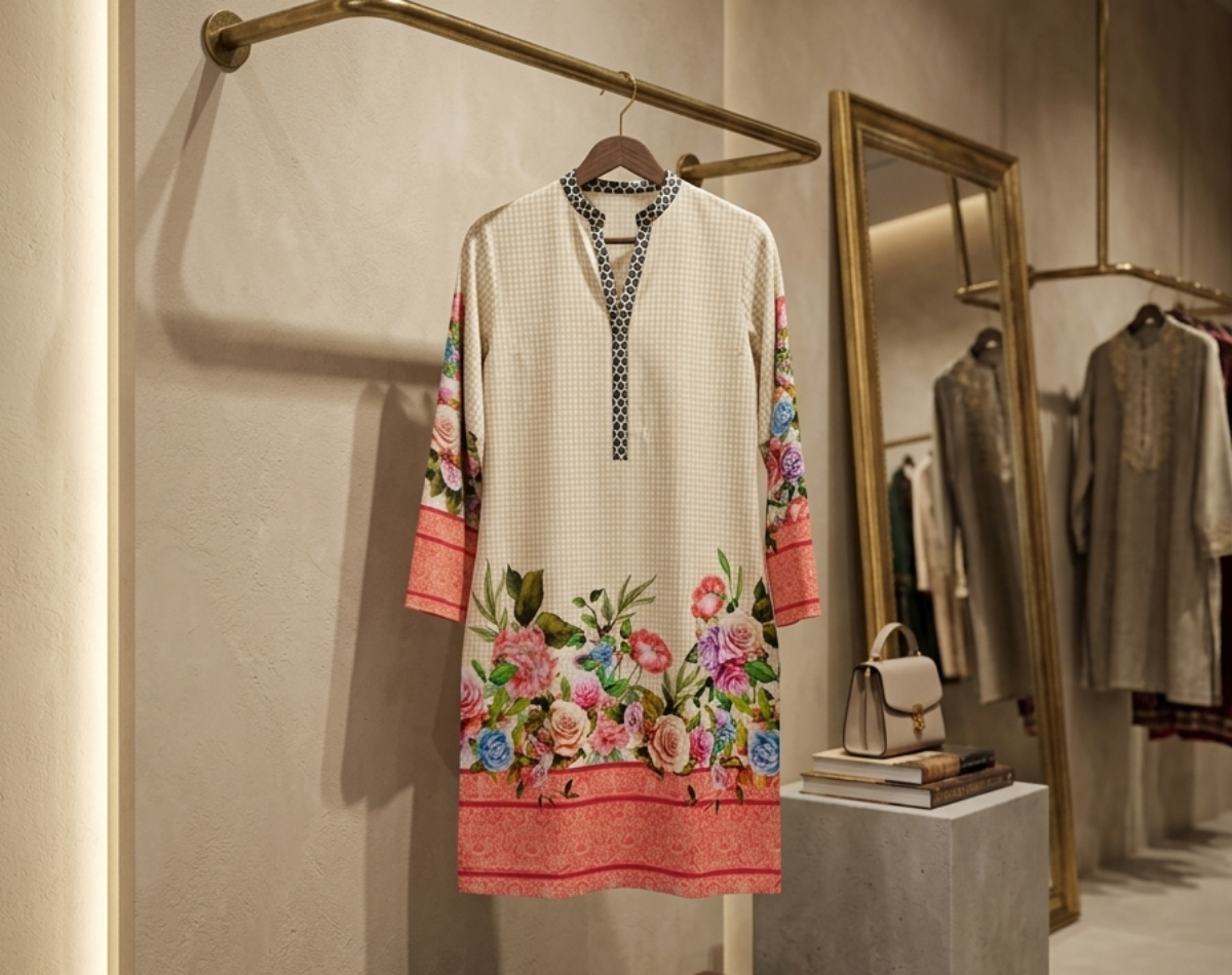 Floral Elegance: Handcrafted Designer Kurta