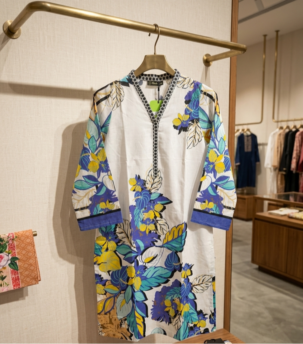 Floral Fusion Printed Lawn Tunic