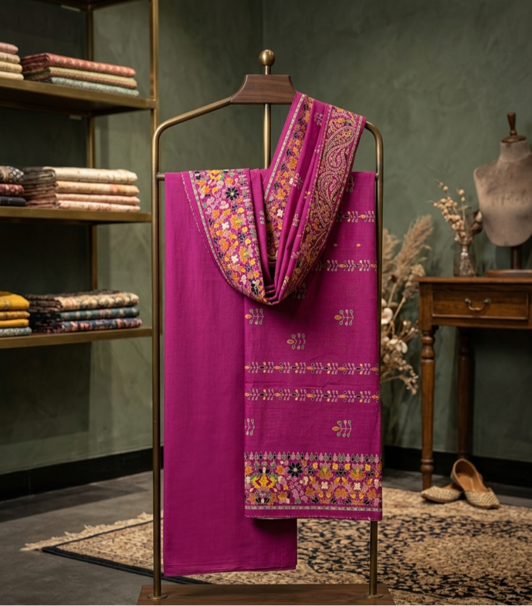 Alkaram Prints | Magenta Floral Unstitched Lawn 3-Piece