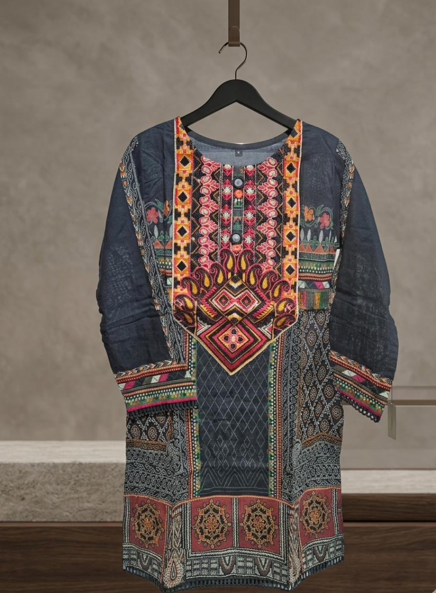 Embroidered Heritage Black Kurti – Artisan Edition