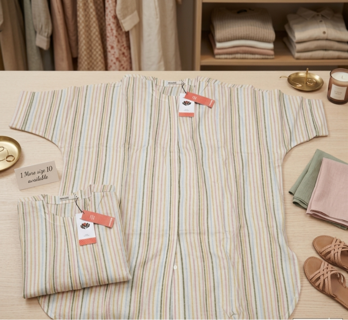 Pastel Multi-Stripe Relaxed Fit Kurta - Size 10