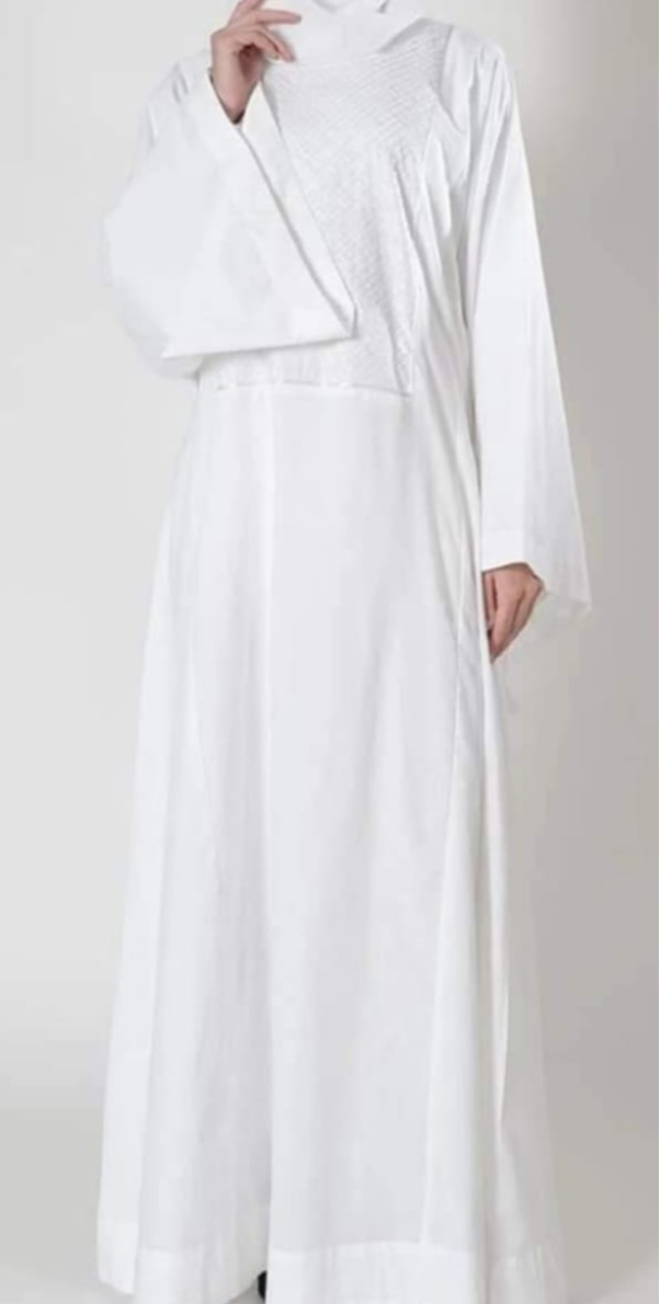 Elegant Pure White Textured Abaya