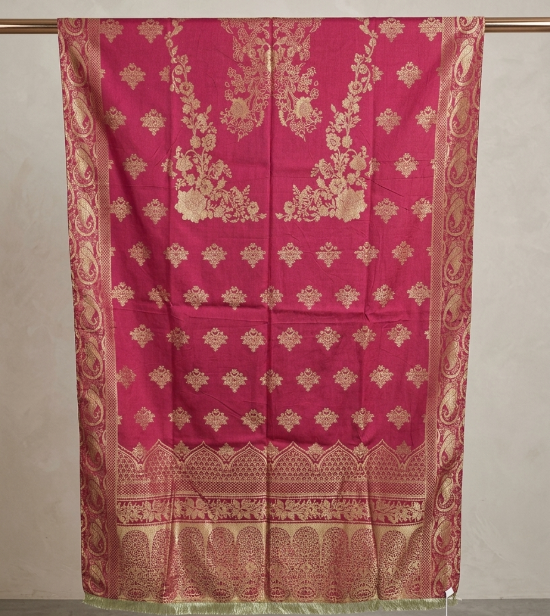 Sapphire Crimson Gold-Embroidered Ethnic Wrap