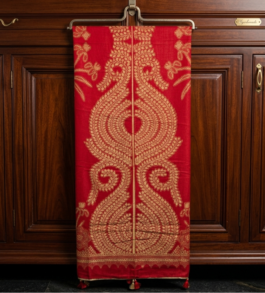 Sapphire Luxe Red Gold-Embroidered Dupatta