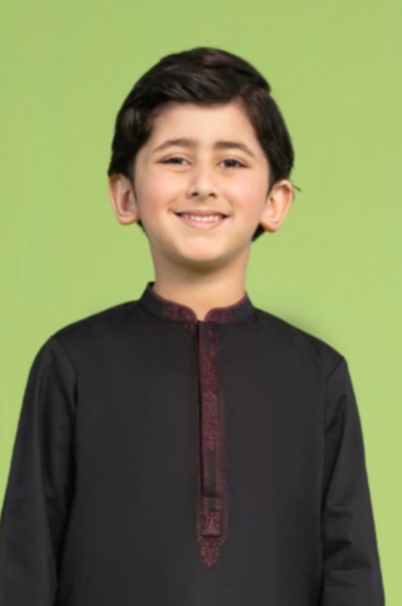 Kids Boys Traditional Black  Kurta Shalwar Set – Comfortable Ethnic Wear