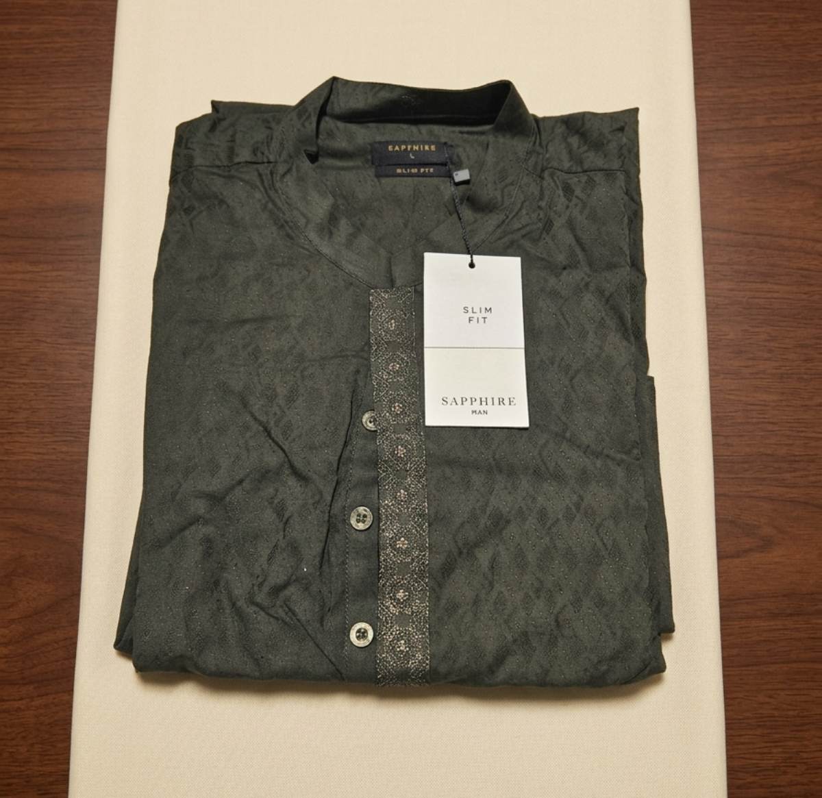 Sapphire Slim Fit Kurta – Elegant Slate Grey