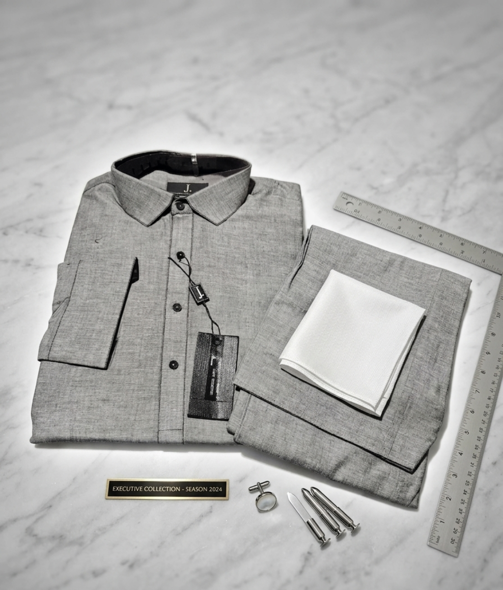 Premium Men's Grey Shalwar Kameez Suit