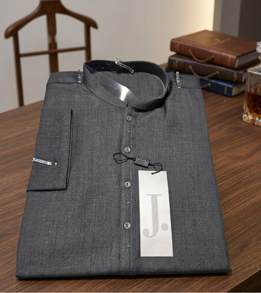 J. Men's Charcoal Gray Smart Fit Kurta