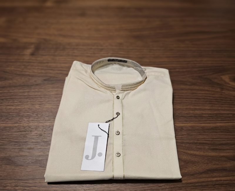 J. Men's Smart Fit Kurta – Cream (Small)