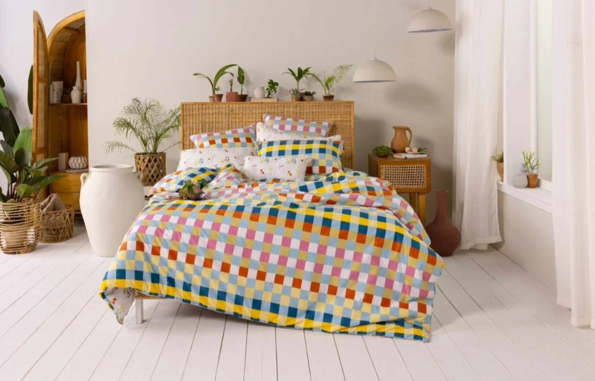 Ideas Home Retro Gingham Quilt Cover Set