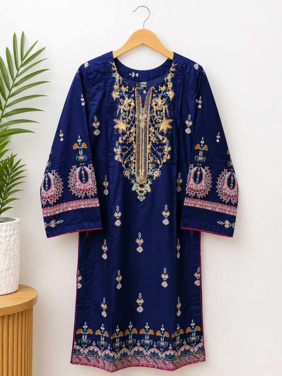 Navy Blue Embroidered Women’s suit | Traditional Pakistani Style Shirt