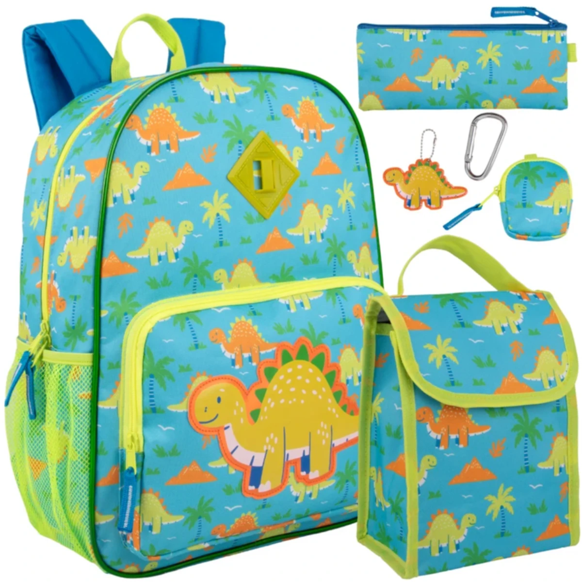 6-in-1 Kids Dinosaur Backpack Set with Lunch Bag, Pencil Case, Tech Pouch & Accessories