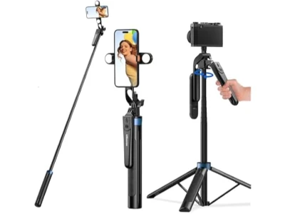 UBeesize 64'' Extendable Selfie Stick Tripod with Light & Remote